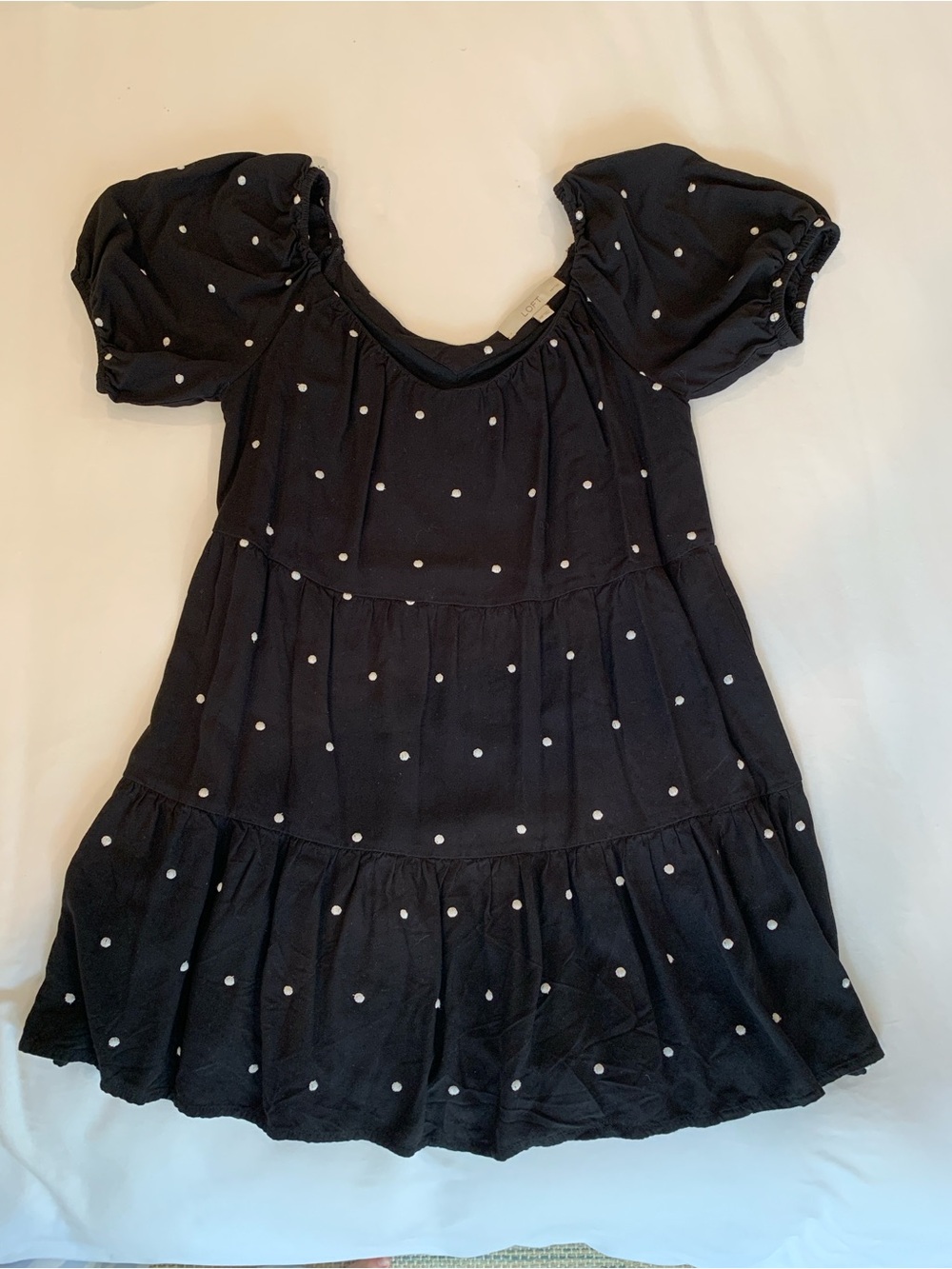 Black Polka Dot Tiered Dress - Loft